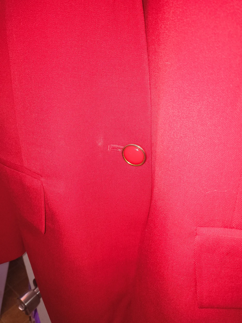 Vintage Christian Dior Red Longline Collarless Blazer Coat - Size 4 (80s/90s)